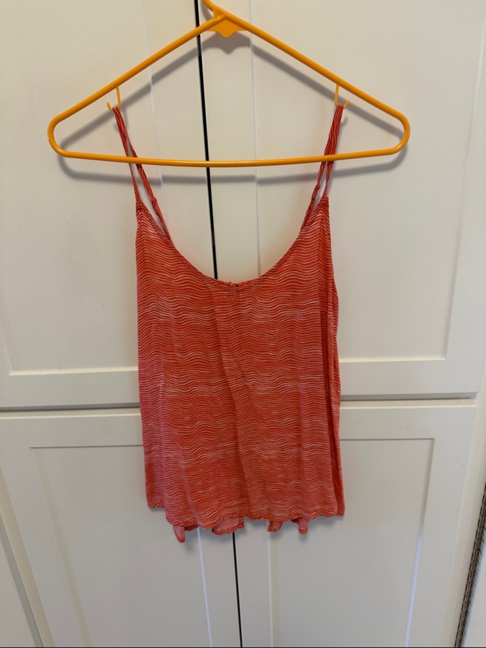 Coral Striped Spaghetti Strap Cami Top